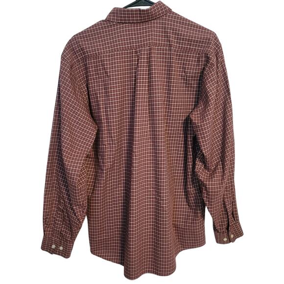 LL Bean Men's Medium Wrinkle Resistant Button Down Shirt Red White 100% Cotton - Picture 2 of 4